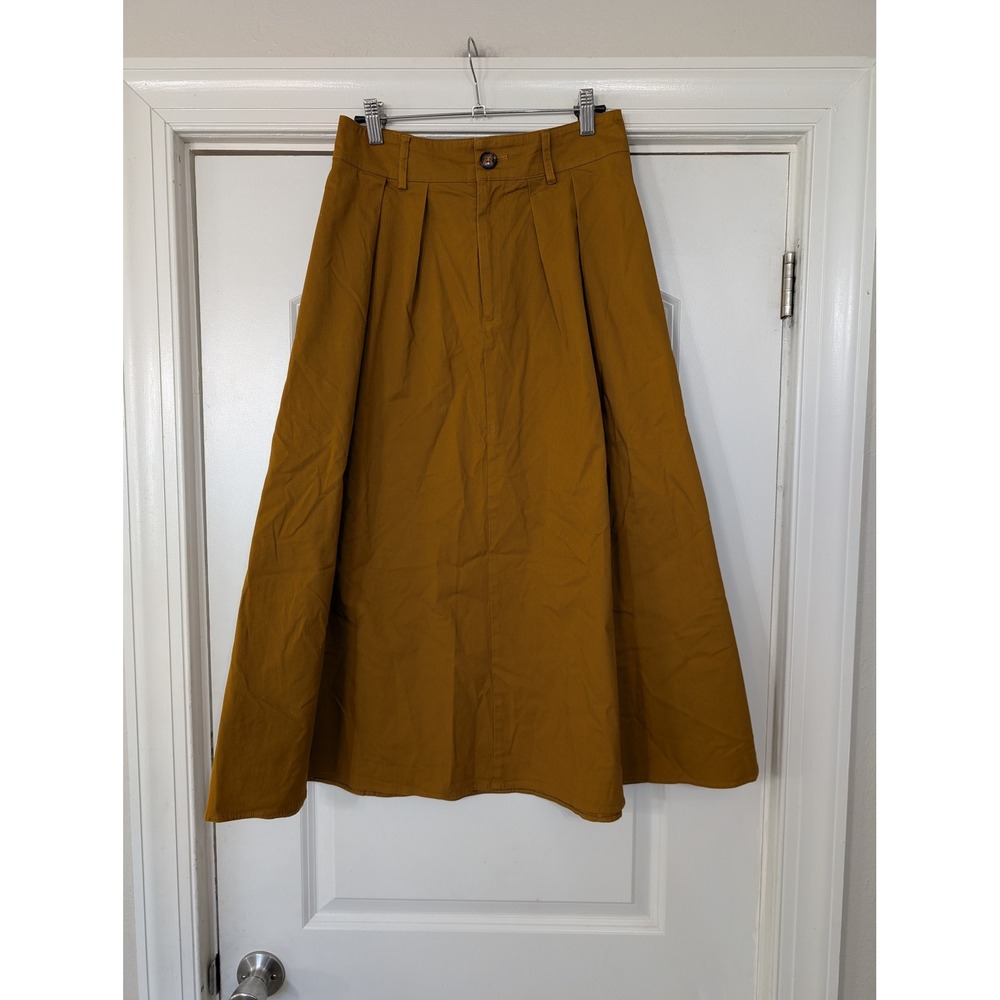 Anthropologie Mustard Midi Skirt - Picture 2 of 5